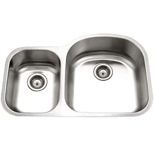Eston Series Undermount Stainless Steel 32 in. 30/70 Double Bowl Kitchen Sink in Satin