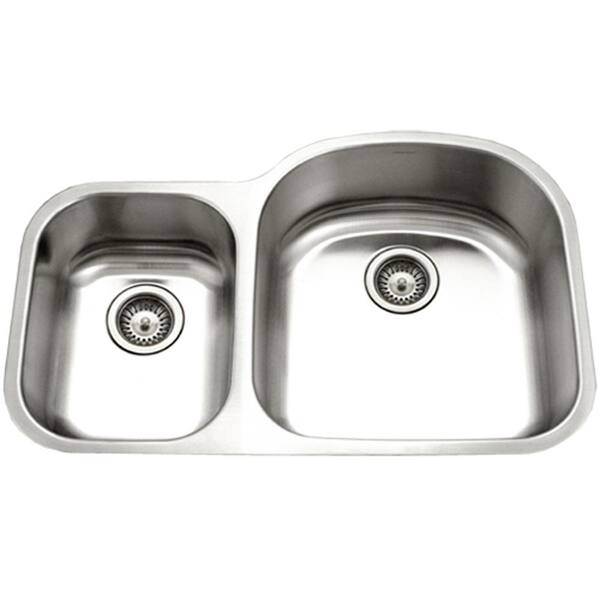 HOUZER Eston Series Undermount Stainless Steel 32 in. Double Bowl Kitchen Sink