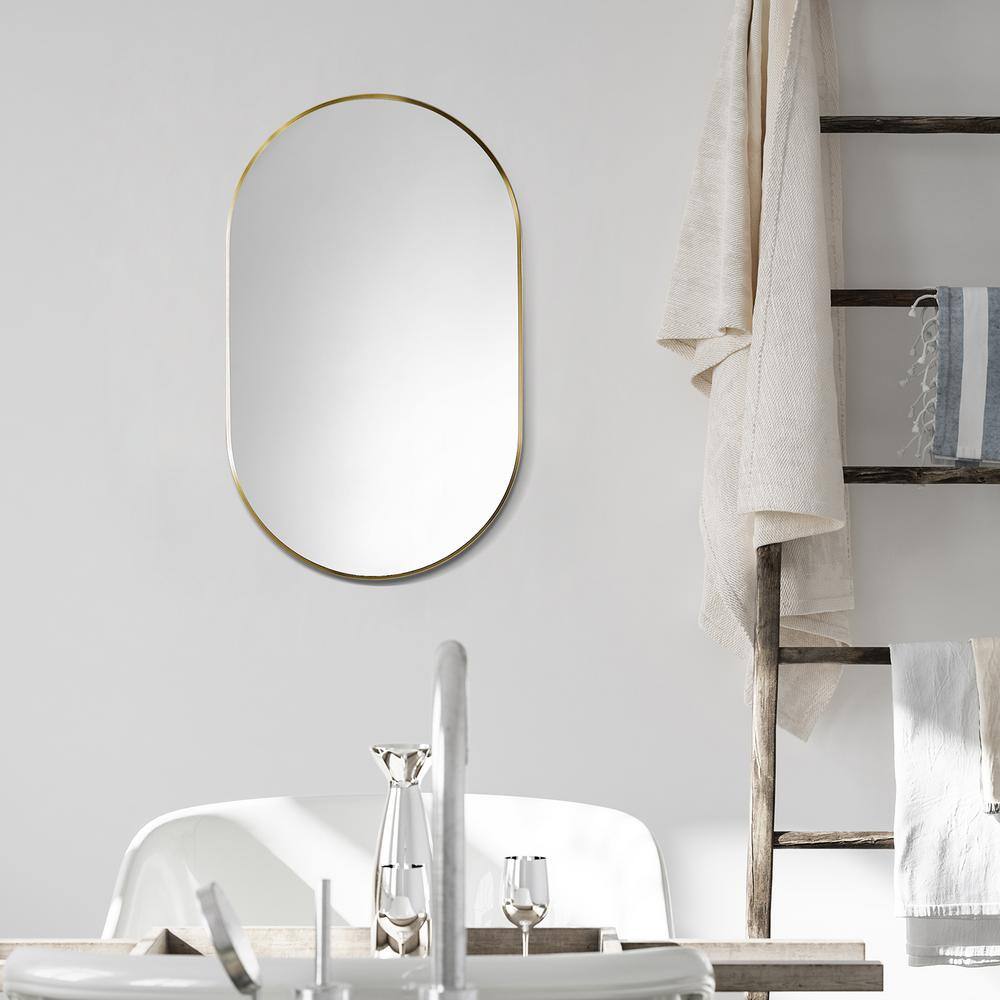 Ispra 36" Oval Bathroom Vanity Mirror in Brushed Gold