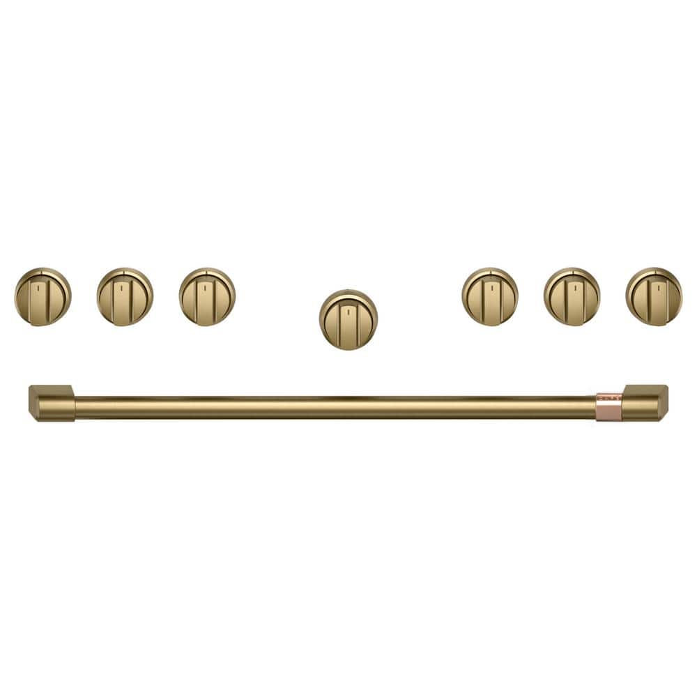 Cafe 36 in. Pro Range and Rangetop Handle and Knob Kit in Brushed Brass