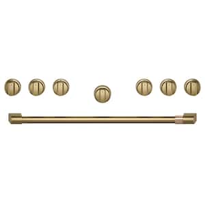 36 in. Pro Range and Rangetop Handle and Knob Kit in Brushed Brass