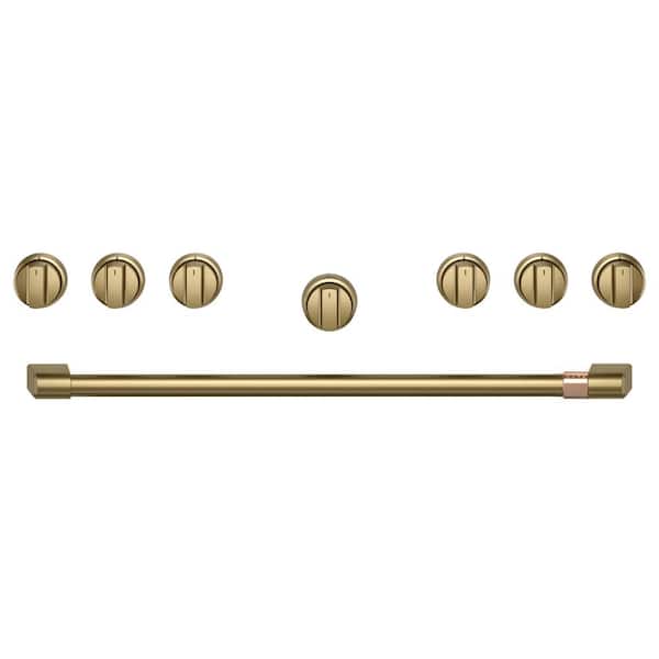 Cafe 36 in. Pro Range and Rangetop Handle and Knob Kit in Brushed Brass