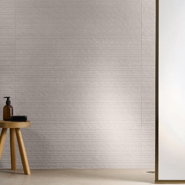 Urbane Linen Warm Gray Deco 11.81 in. x 35.43 in. Matte Ceramic Wall Tile (14.52 sq. ft./Case)