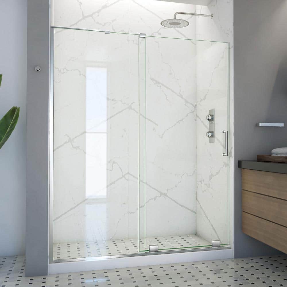 Mirage-X 60" Frameless Clear Glass Sliding Shower Door with Brushed Nickel Hardware