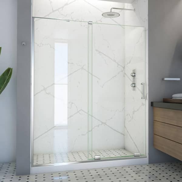 DreamLine Mirage-X 56 in. to 60 in. W x 72 in. H Frameless Sliding Shower Door in Chrome with Clear Glass