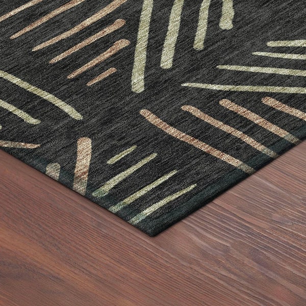 Chantille Machine Washable Indoor/Outdoor Abstract ACN2413 Black 3 ft. x 4 ft. Area Rug