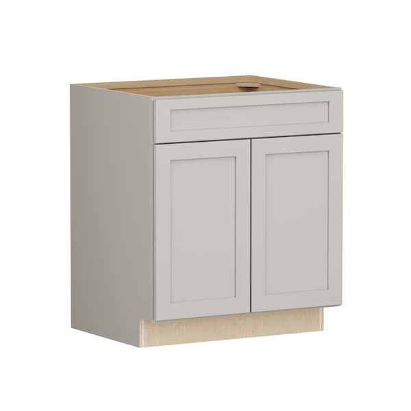 Shaker Full Overlay 30 in. W. x 24 in. D x 34.5 in. H Plywood Assembled Sink Base Kitchen Cabinet in Stone Gray
