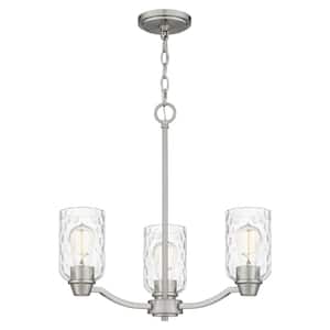 Acacia 3-Light Brushed Nickel Chandelier with Clear Water Glass
