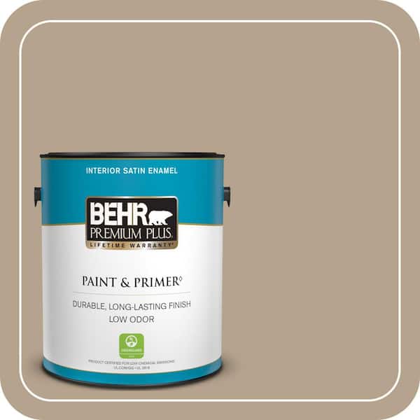BEHR PREMIUM PLUS 1 gal. #ECC-53-2 Wild Rye Satin Enamel Low Odor Interior Paint & Primer