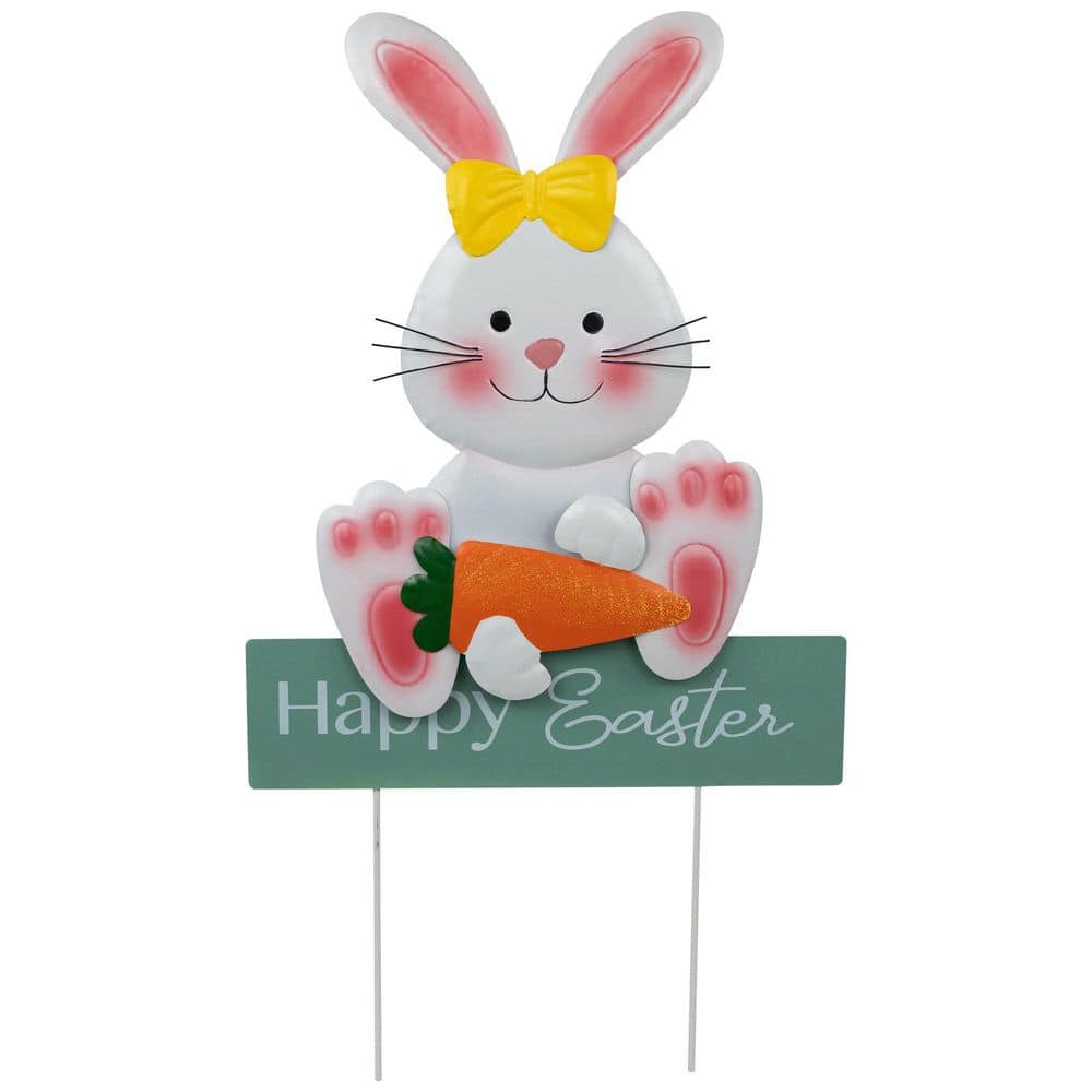 Northlight Bunny with Carrot Happy Easter Outdoor Garden Stake