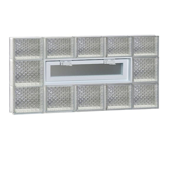 Clearly Secure 38.75 in. x 21.25 in. x 3.125 in. Frameless Diamond Pattern Vented Glass Block Window