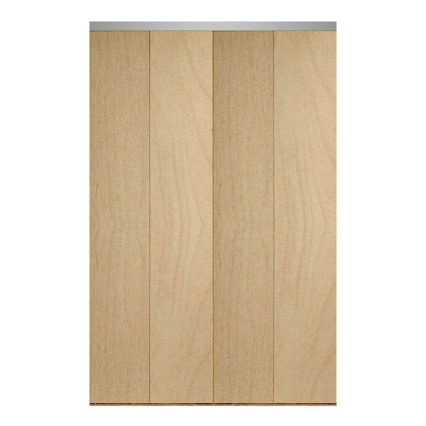 Impact Plus 42 in. x 84 in. Smooth Flush Stain Grade Maple Solid Core MDF Interior Closet Bi-fold Door with Chrome Trim