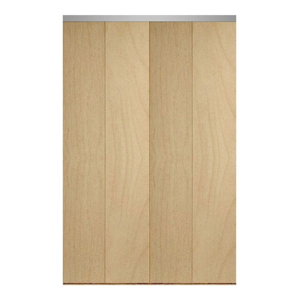 Impact Plus 59 in. x 96 in. Smooth Flush Stain Grade Maple Solid Core MDF Interior Closet Bi-fold Door with Chrome Trim