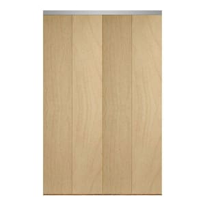 71 in. x 84 in. Smooth Flush Stain Grade Maple Solid Core MDF Interior Closet Bi-fold Door with Chrome Trim