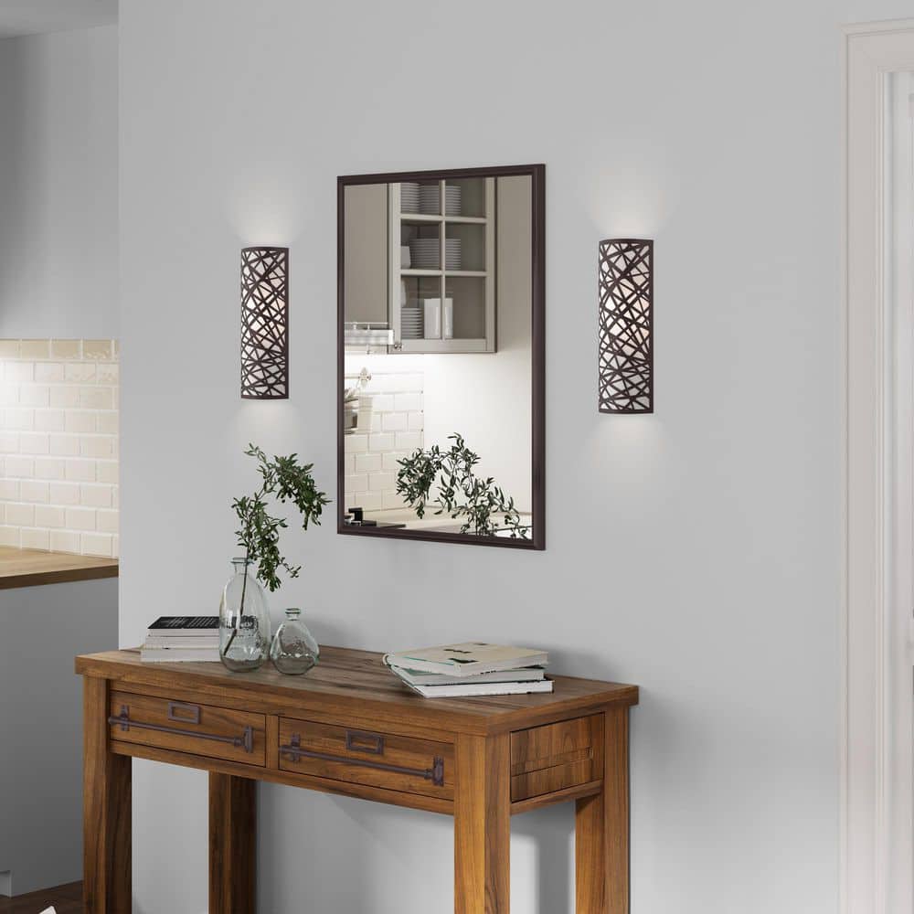 Allendale Bronze Bird Nest Design ADA Wall Sconce with Oatmeal Shade