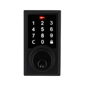 Square Matte Black Electronic Single Cylinder Touchpad Deadbolt