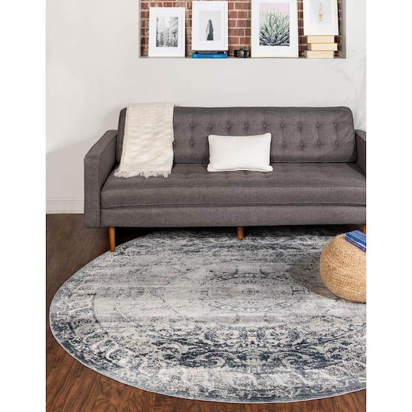 Chateau Grant Dark Blue 4' 0 x 4' 0 Round Rug