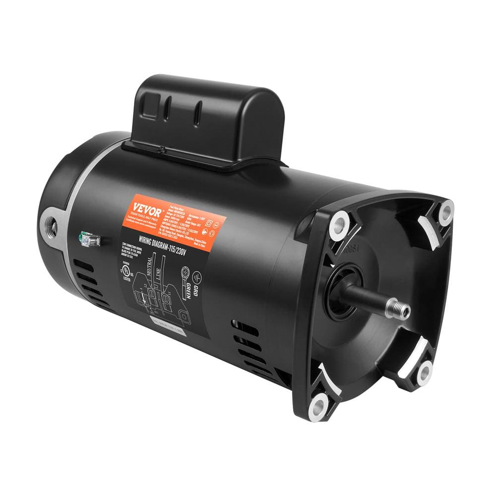 VEVOR 1 HP Replacement Pool Pump Motor 3450RPM 115-Volt/230-Volt Single Speed 90μF/250-Volt Capacitor CCW Rotation 56Y Flange