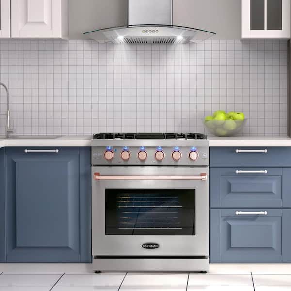 Cosmo 30 in. 4.5 cu. ft. Gas Range, 5 Sealed Burners, Convection