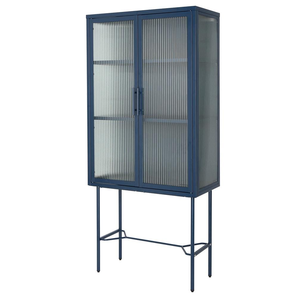 27.60 in. W x 12.68 in. D x 59.30 in. H Blue Linen Cabinet with 2 Tampered 