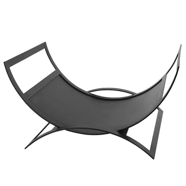 ACHLA DESIGNS 23 in. W Matte Black Modern Metropolis Fireplace Rack with Geometric Design