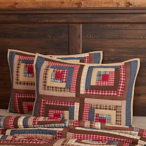 Braxton Red Navy Tan Brown Rustic Americana Quilted Cotton Standard Sham