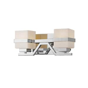 Ascend 13.5 in. 2-Light Chrome Integrated LED Shaded Vanity Light with Matte Opal Glass Shade