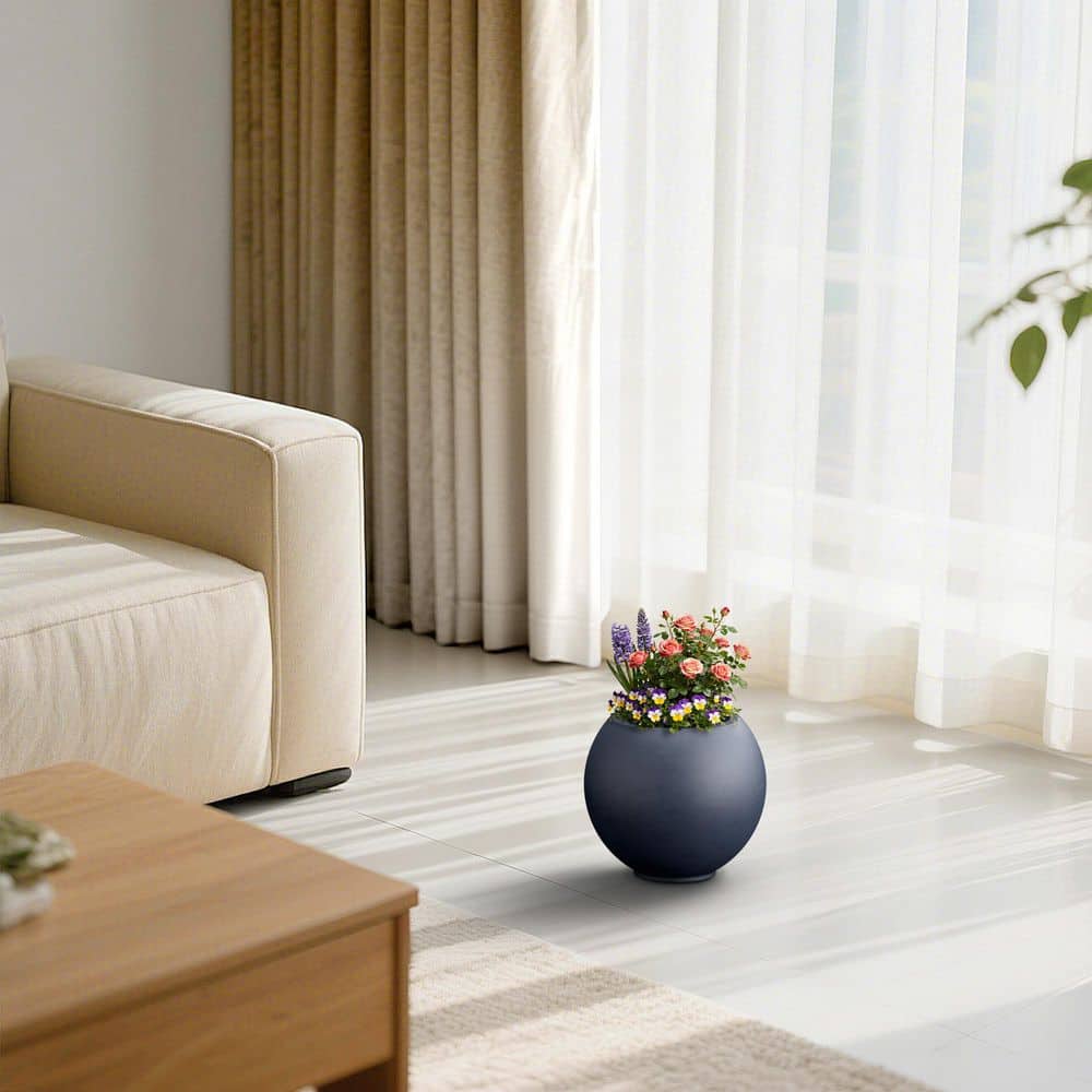11in. Medium Concrete Round Planter Pot with Enhanced Interior with drainage holes Indoor Outdoor Plant Pot, Navy blue price history on PriceWatchPro