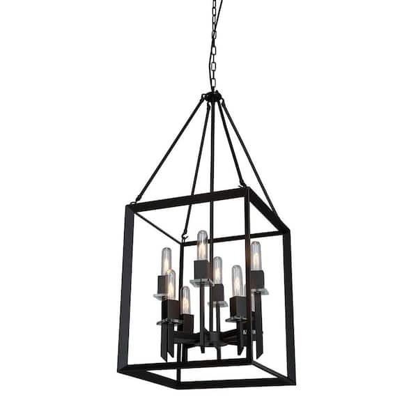 ARTCRAFT Vineyard 8- Light Black Cage Chandelier