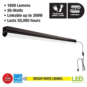 4 ft LED Garage Workshop Linkable Matte Black Ceiling Strip Light Plug-In or Hardwire 1800 Lumens 4000K (8-Pack)