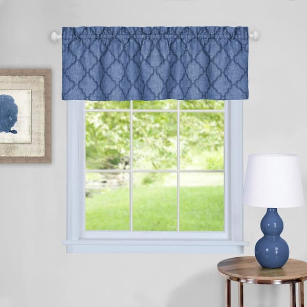 ACHIM Colby 14 in. L Polyester Window Curtain Valance in Blue