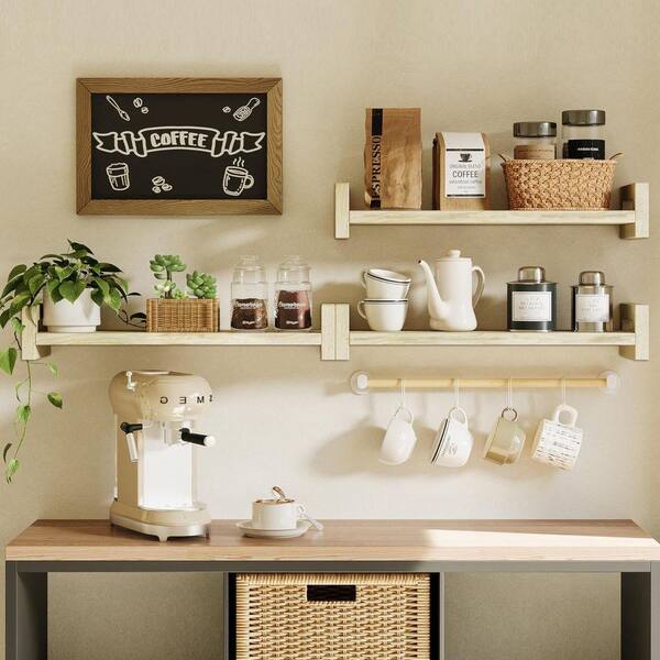 16 in. W x 5.5 in. D Natural Solid Pine Wood Decorative Wall Shelf
