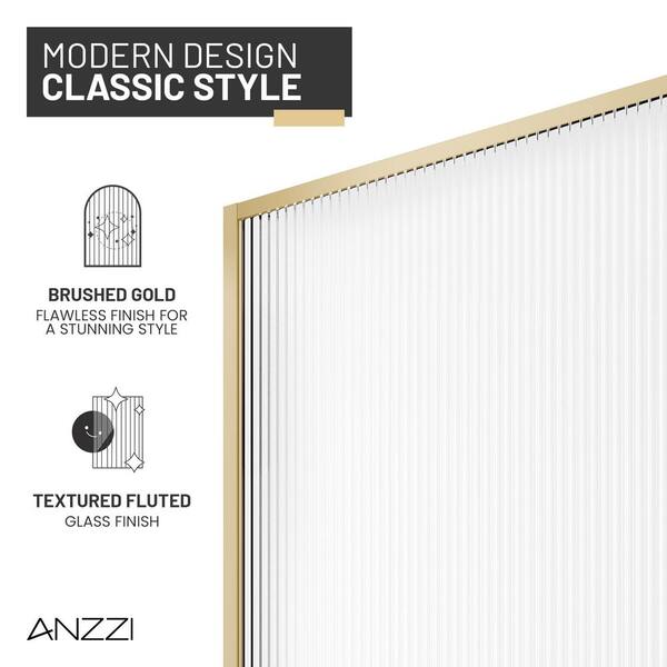 ANZZI Welle 34 in. W x 74 in. H Fixed Framed Shower Door in