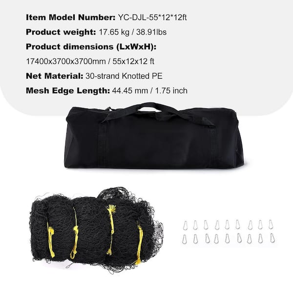 Filet De Protection Polyvalent 55' X 10' - Maille #9 En Nylon - Pour Baseball, Softball, Football