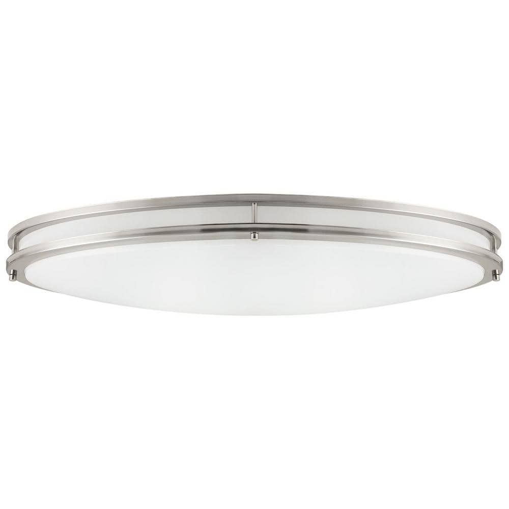 32 in. Brushed Nickel Flush Mount Oval Fixture with White Shade Integrated LED Selectable CCT Dimmable price history on PriceWatchPro