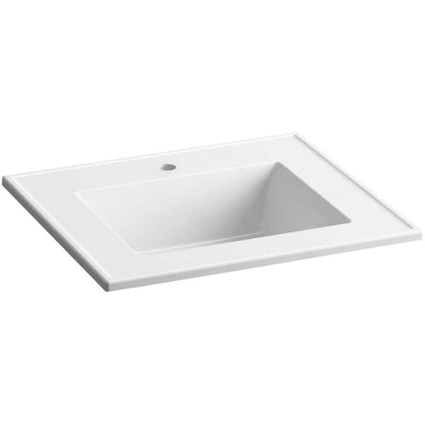 KOHLER Ceramic/Impressions 31 in. Single Faucet Hole Vitreous China Vanity Top with Basin in White Impressions
