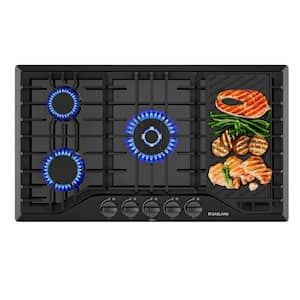 36 in. Gas Cooktop Recessed with 5-Burners and Grill and Griddle