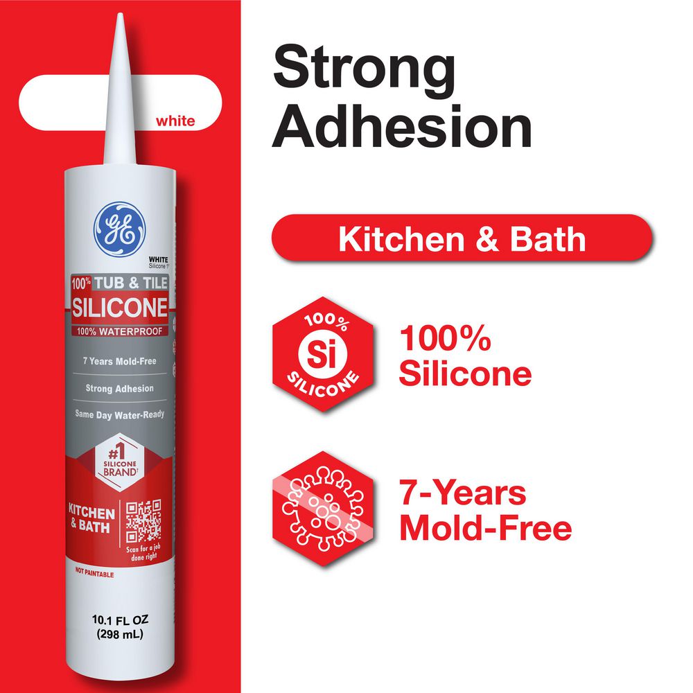 Tub and Tile Silicone 1 Caulk 10.1 oz Kitchen and Bath Sealant White