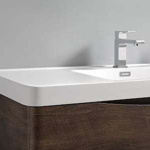 Tuscany 48 in. Modern Wall Hung Bath Vanity in Rosewood with Vanity Top in White with White Basin and Medicine Cabinet