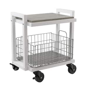2-Tier Steel Cart System Narrow in White