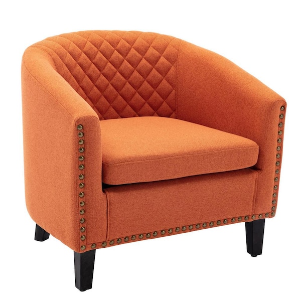 Nouvelle Modern Orange Leather Donut Accent Chair