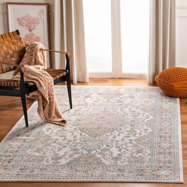Oregon Gray/Ivory Doormat 3 ft. x 5 ft. Border Distressed Area Rug