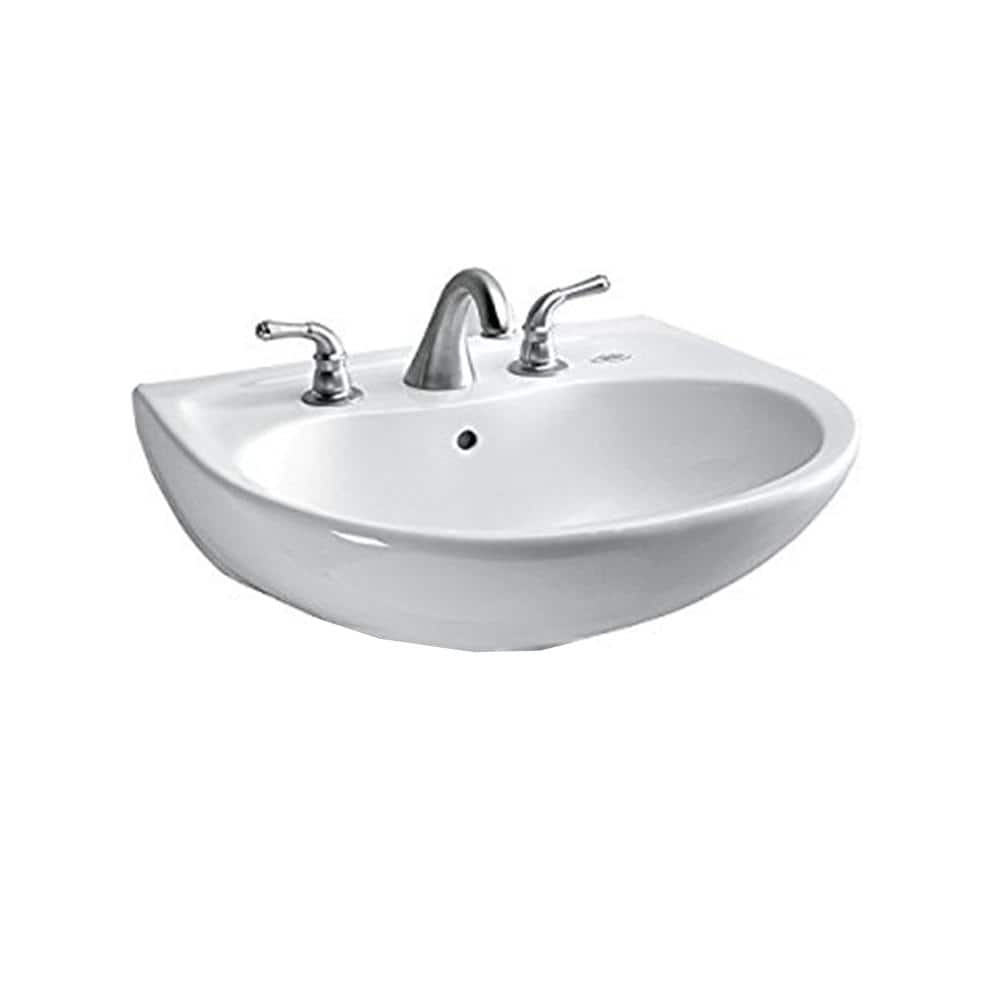 Toto Supreme 23 In Wall Mount Bathroom Sink With 8 In Faucet Holes In Cotton White Lt241 8g 01 The Home Depot