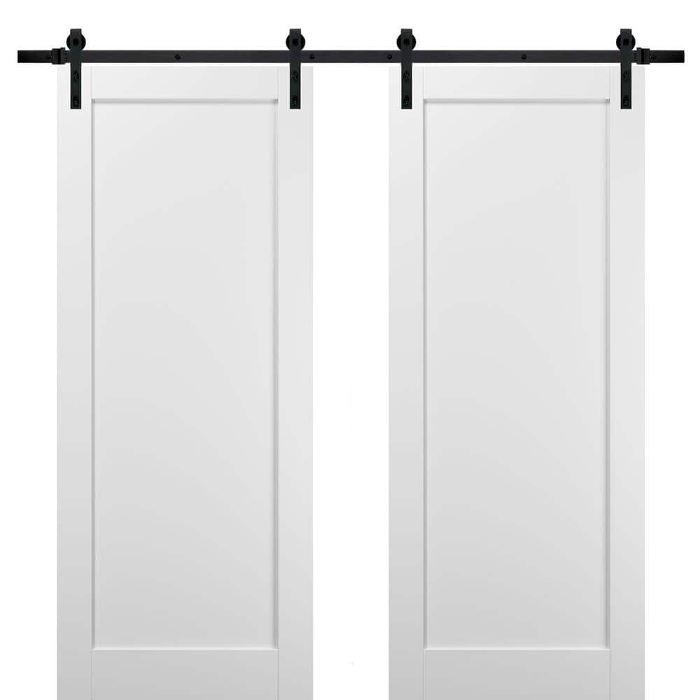 Assemble Required 42 in. x 96 in. 2 Panel White Solid Wood Sliding Barn Door with Hardware Kit price history on PriceWatchPro