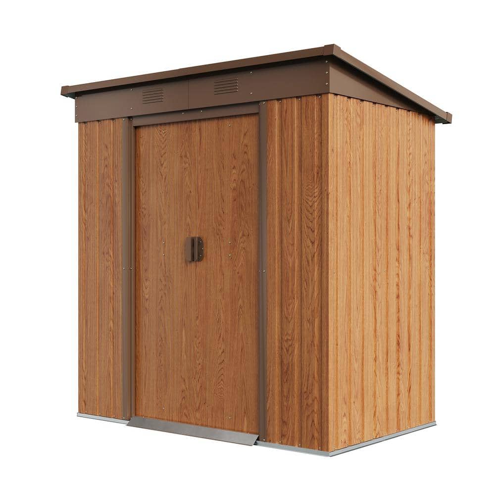 68.1 in. W x 43.3 in. D x 68.5 in. H Metal Outdoor Storage Cabinet in Brown