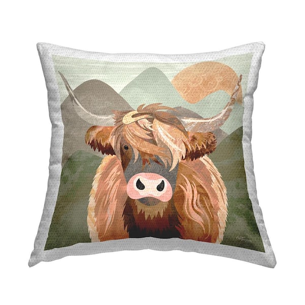 Stupell Industries Modern Cattle Landscape Multi-Color Square Outdoor Throw Pillow