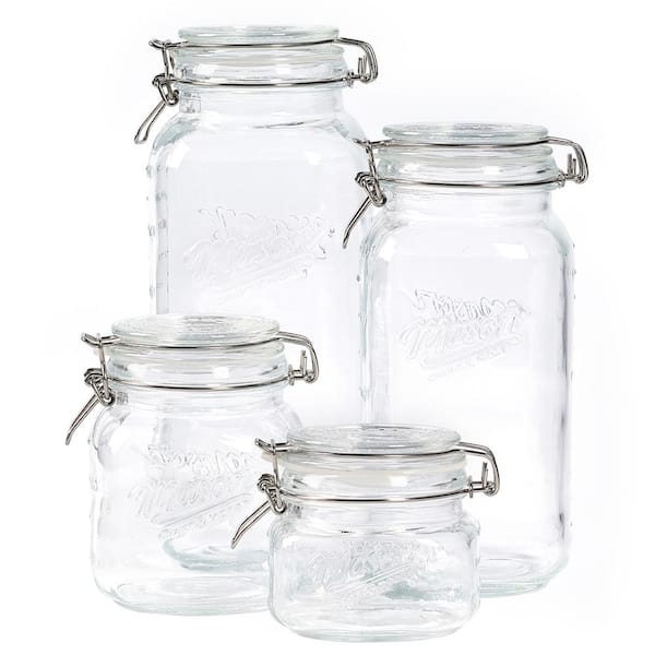 Mason Craft and More 4-Piece Glass Preserving Jar Set
