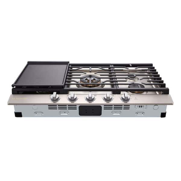 SIGNATURE 36 Gas Cooktop with LED Illuminated Knobs, 5 Sealed Burners, UltraHeat Dual Burner in Stainless Steel