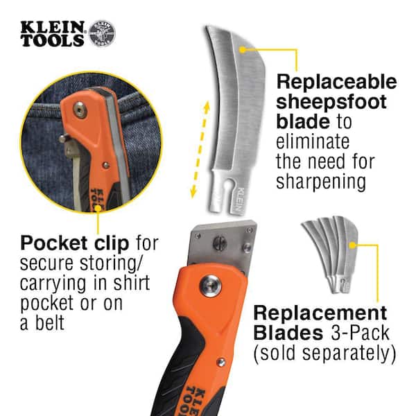 Klein Tools 2-1/4 in. Carbon Steel Coping Blade Pocket Knife 1550-11 - The  Home Depot