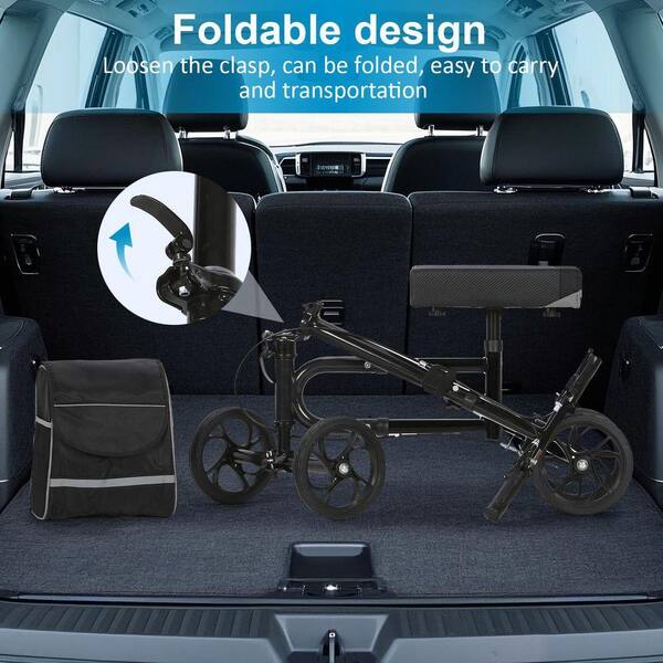 JFVKAF Steerable Knee Walker with Dual Braking System Compact Knee